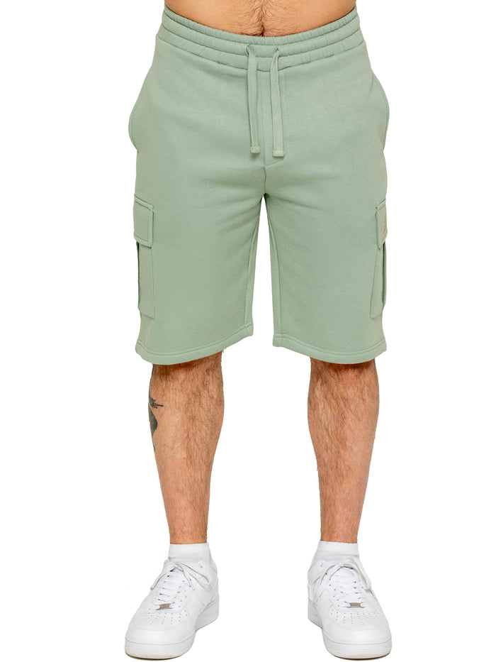 Enzo Jeans Regular Fit T-Shirt And Cargo Shorts Set - Sage