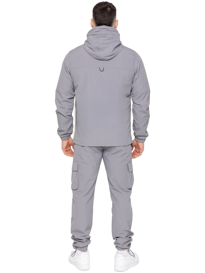 Enzo Jeans Samuele Crinkle Jacket And Cargo Pants Set- Grey