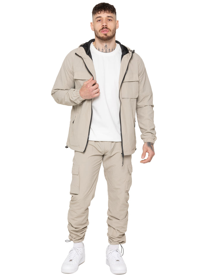 enzo jeans Samuele Crinkle Jacket and Cargo Pants Set - Stone