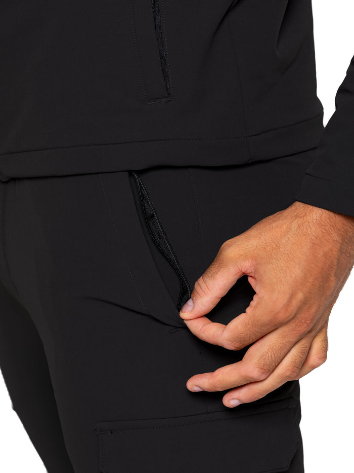 Enzo Jeans Santiago Stretch Cargo Jacket And Pants Set - Black