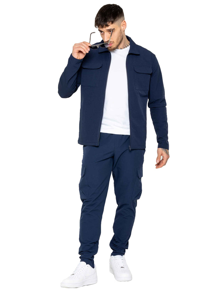 enzo jeans Santiago Stretch Cargo Jacket and Pants Set - Navy