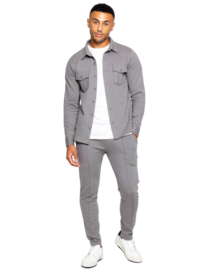 enzo jeans Santino Casual Overshirt and Trouser Set - Grey