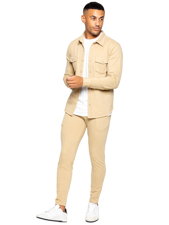 enzo jeans Santino Casual Overshirt and Trouser Set - Stone