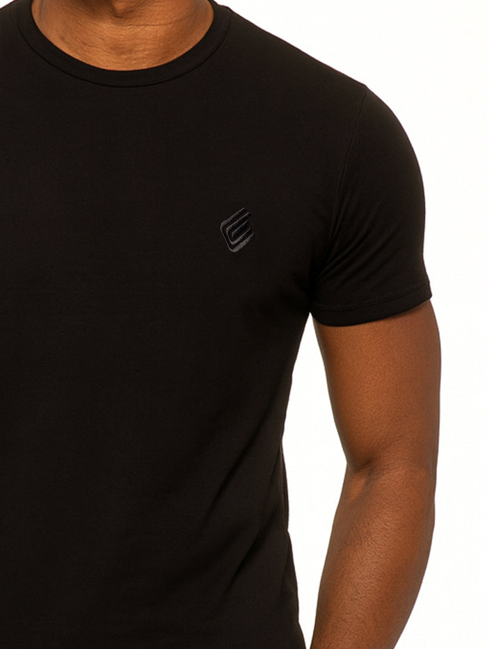 Enzo Jeans Slim Fit T-Shirt And Fleece Shorts Set - Black