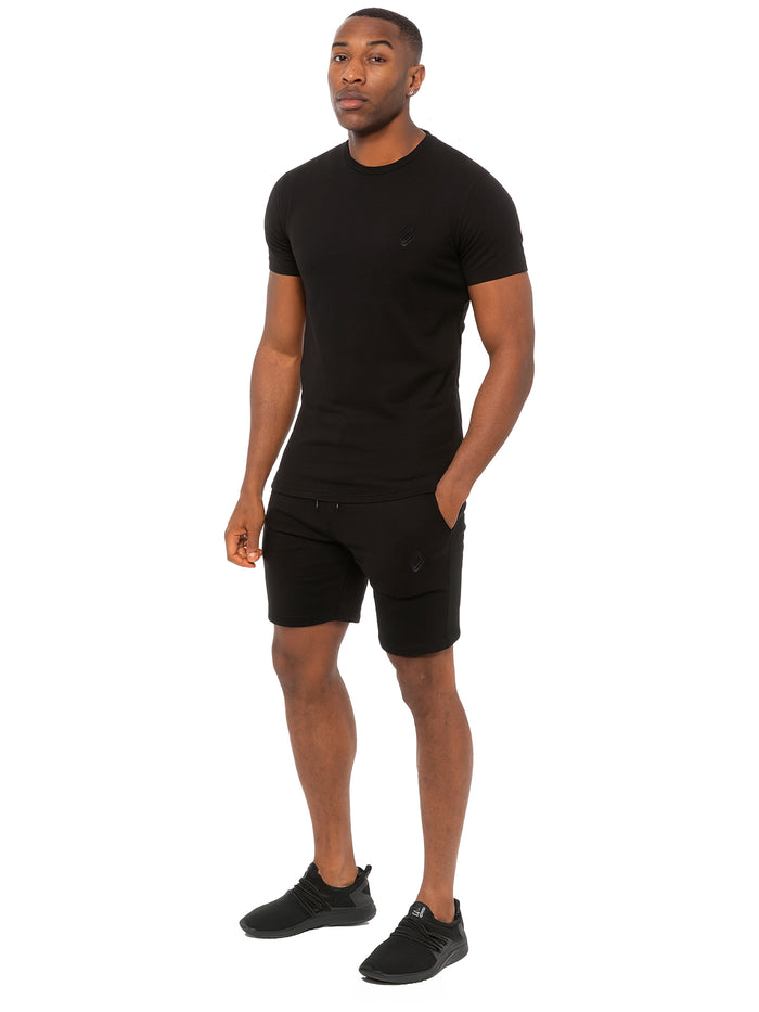 enzo jeans Slim Fit T-Shirt and Fleece Shorts Set - Black