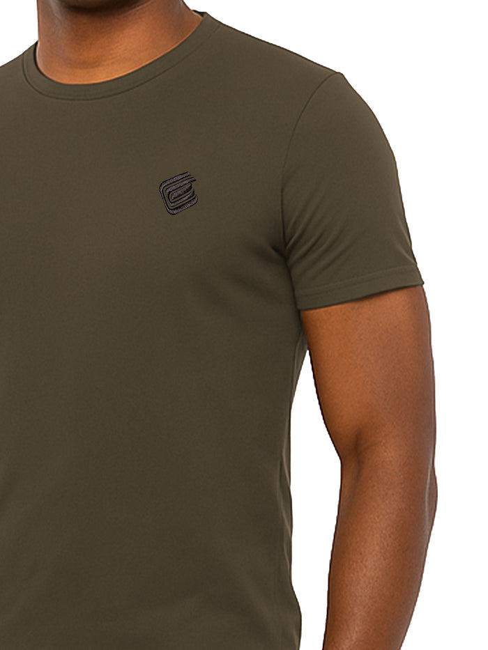 Enzo Jeans Slim Fit T-Shirt And Fleece Shorts Set - Khaki