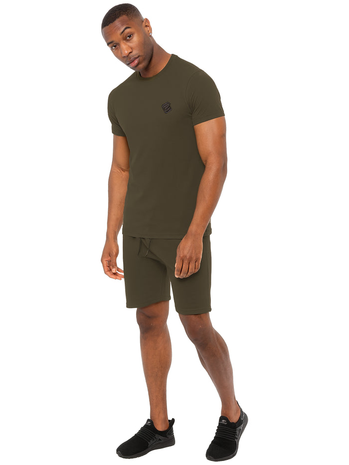 enzo jeans Slim Fit T-Shirt and Fleece Shorts Set - Khaki