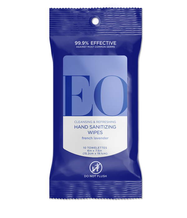 Eo Essential Oils Resealable Hand Sanitizer Wipes Lavender