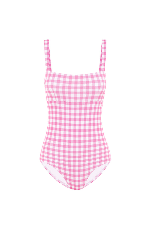 ephemera BLUSH GINGHAM BANDEAU ONE PIECE