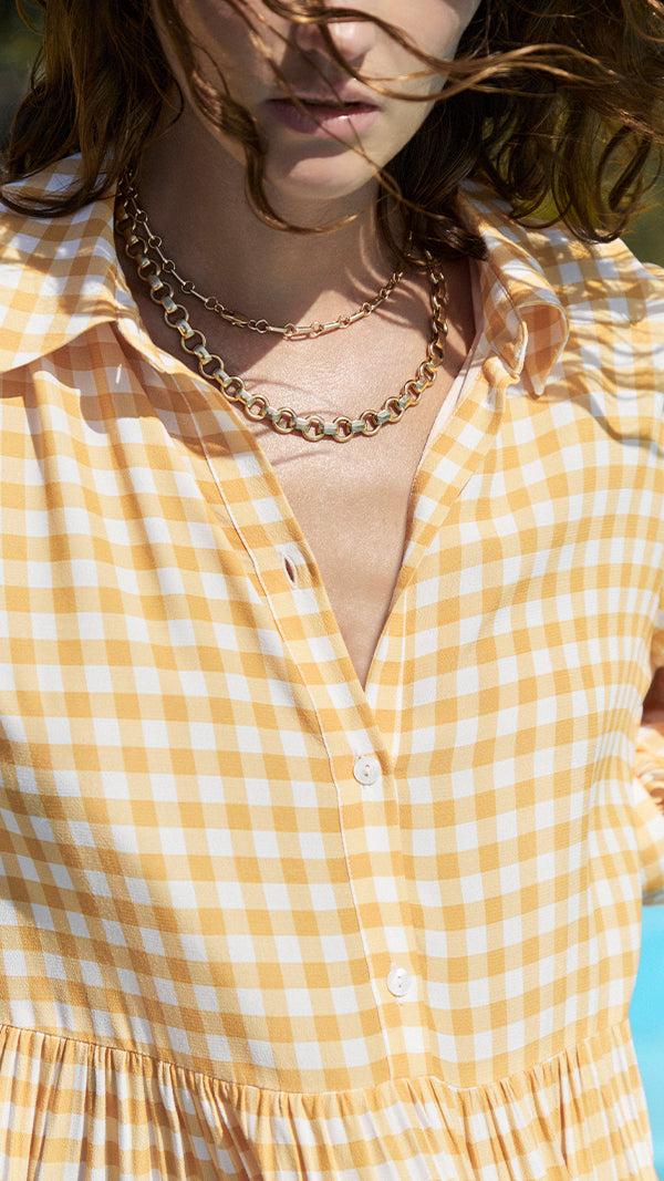 Ephemera MARIGOLD GINGHAM BUTTON DOWN MAXI