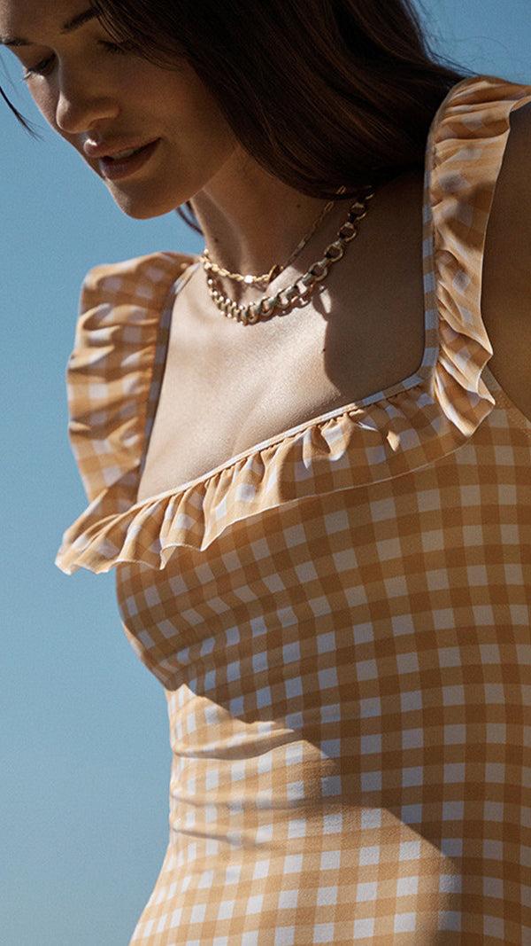 Ephemera MARIGOLD GINGHAM FLOUNCE ONE PIECE