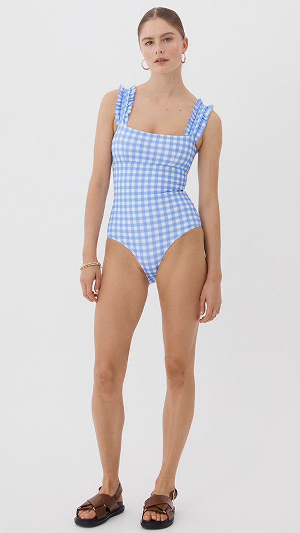 Ephemera SKY GINGHAM RUFFLE ONE PIECE