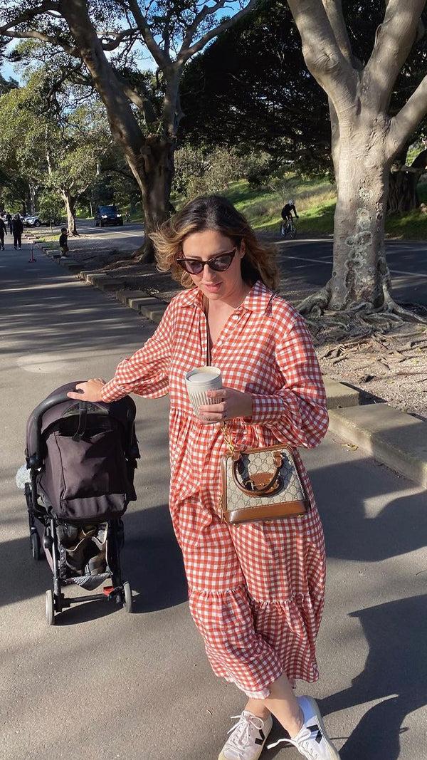 Ephemera TERRACOTTA GINGHAM BUTTON DOWN MAXI