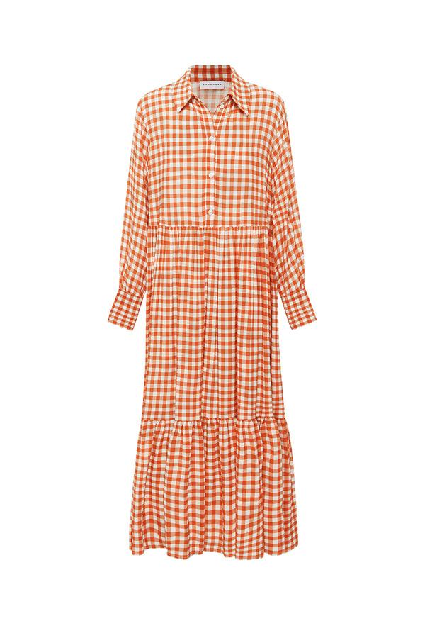 ephemera TERRACOTTA GINGHAM BUTTON DOWN MAXI