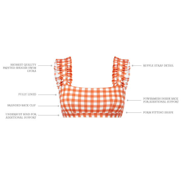 Ephemera TERRACOTTA GINGHAM RUFFLE BRA