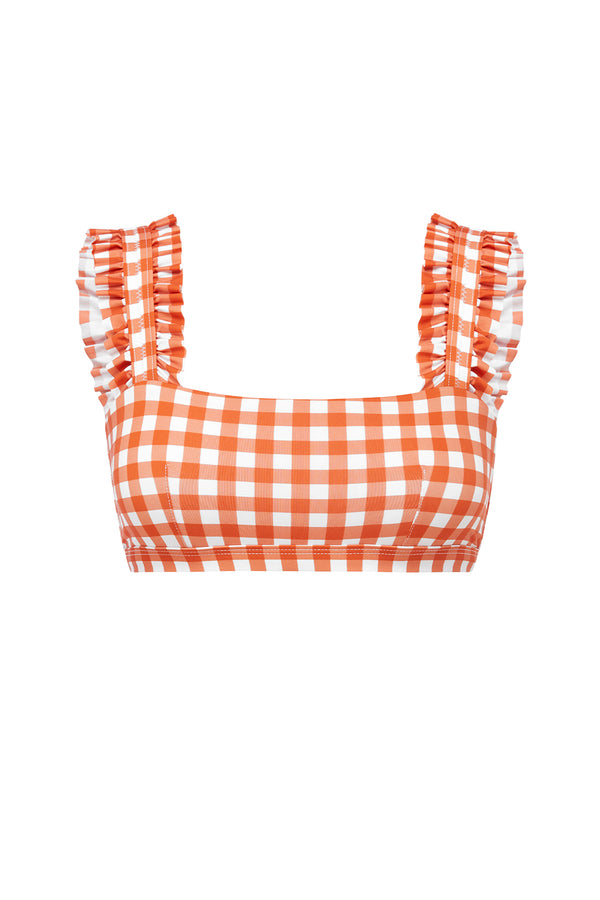 ephemera TERRACOTTA GINGHAM RUFFLE BRA