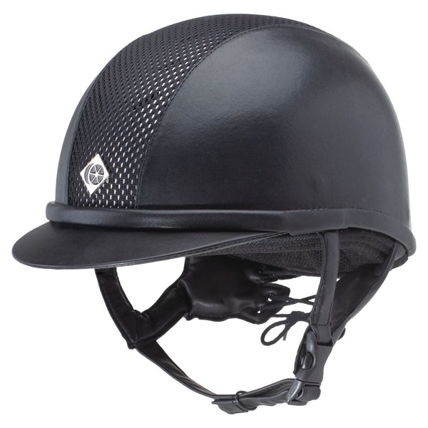 equisafety Charles Owen AYR8 PLUS Leather Look - Riding Hats - Black/Silver