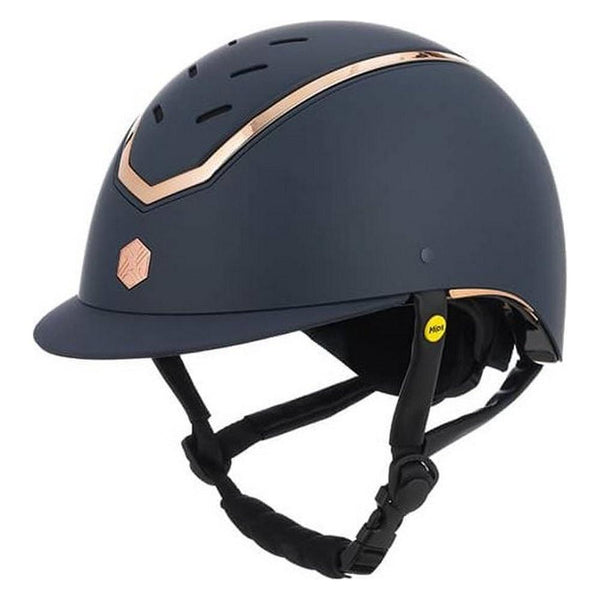 equisafety Charles Owen EQx Kylo Riding Helmet with MIPS - Navy Matte/Rose Gold - FORWARD ORDER ONLY