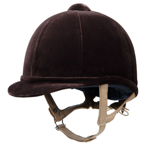 equisafety Charles Owen Fian Velvet Riding Hat - Brown