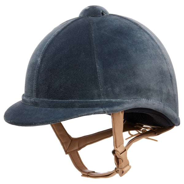 equisafety Charles Owen Hampton Velvet Riding Hat - Elephant Grey