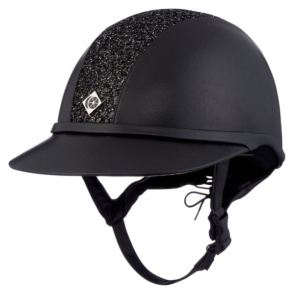 equisafety Charles Owen Leather Look Sparkly SP8 Plus - Riding Hat - Black