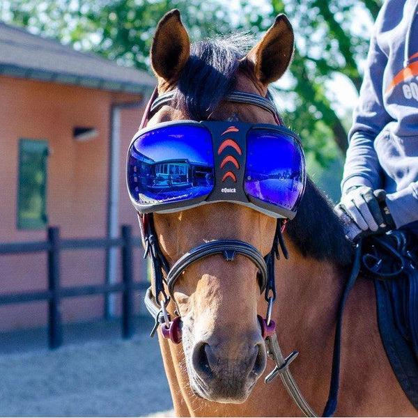 equisafety eQuick eVysor Horse Mask - Horse Comfort - Mirrored Blue