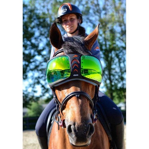 equisafety eQuick eVysor Horse Mask - Horse Comfort - Mirrored Green