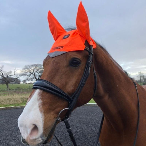equisafety Equisafety Hi Vis Ear Bonnet for Riding- Orange