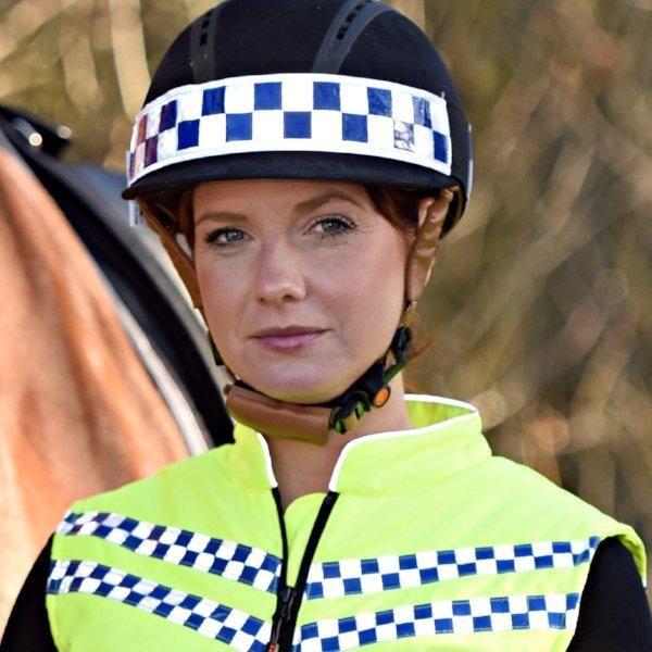 equisafety Equisafety POLITE Hi Vis Hat Band - BLUE Chequer Tape