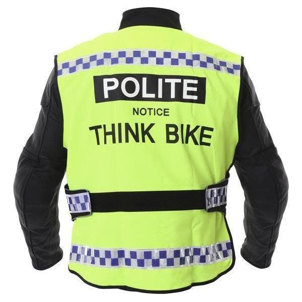 equisafety Equisafety POLITE Think Bike Hi Vis Waistcoat BLUE CHECKERED TAPE