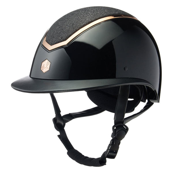 equisafety EQX Kylo Sparkly Riding Hat - Black Gloss/Rose