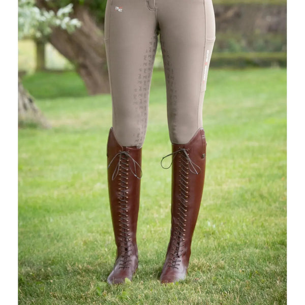 equisafety PREMIER EQUINE Maurizia Ladies Lace Front Tall Leather Riding Boot-BROWN