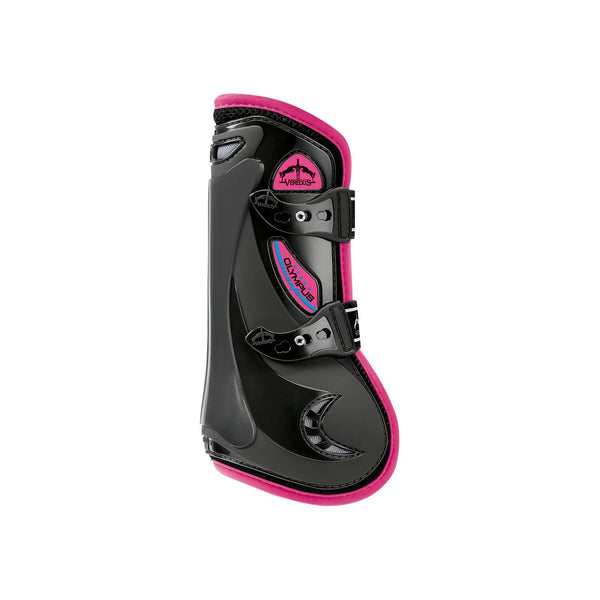 equisafety Veredus Olympus Vento Tendon Boot - Horse Front Leg - Black with Pink Edging