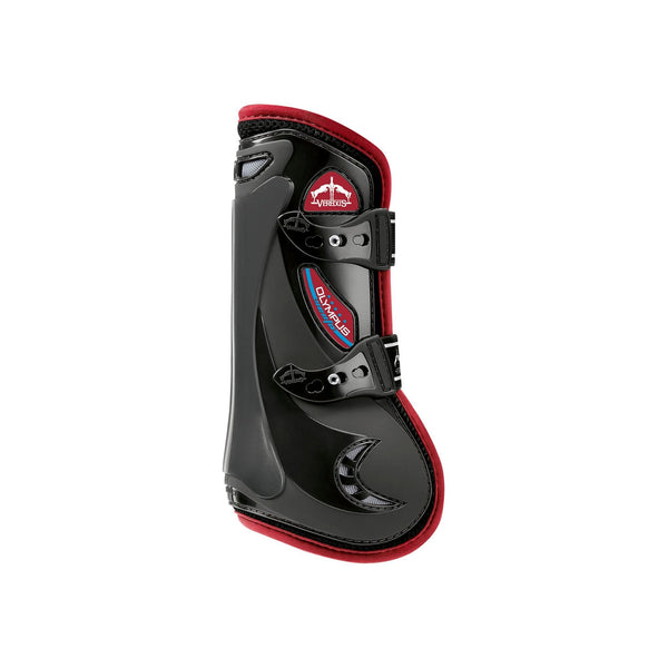 equisafety Veredus Olympus Vento Tendon Boot - Horse Front Leg - Black with Bordeaux Edging