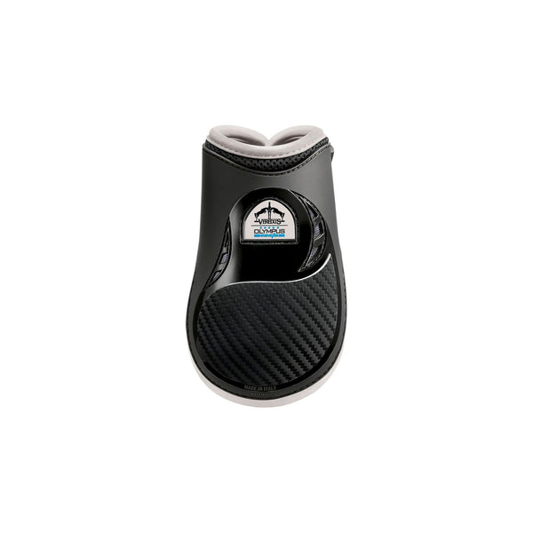 equisafety Veredus Olympus Vento Tendon Boot - Horse Front Leg - Black with Ivory Edging