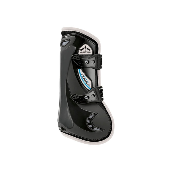 equisafety Veredus Olympus Vento Tendon Boot - Horse Front Leg - Black with Ivory Edging