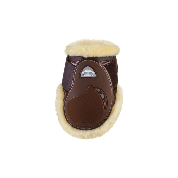 equisafety Veredus Young Jump Vento Fetlock Boots - Horse Rear Leg - Techno Sheepskin - Brown