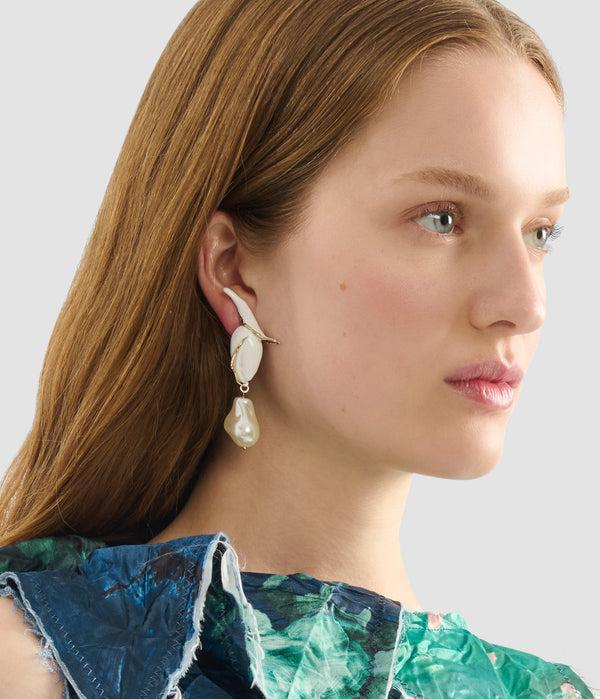 Erdem Flower Bud Earring With Pearls