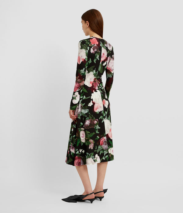 Erdem Long Sleeve Draped Midi Dress