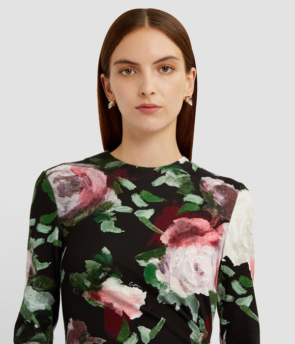 Erdem Long Sleeve Draped Midi Dress