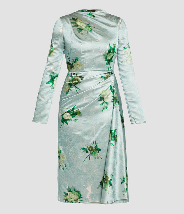 erdem Long Sleeve Draped Midi Dress