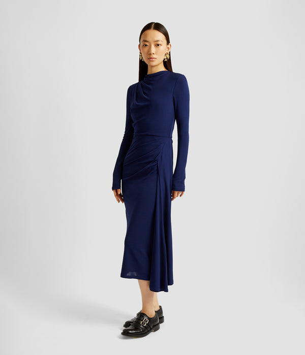 Erdem Long Sleeve Draped Midi Dress
