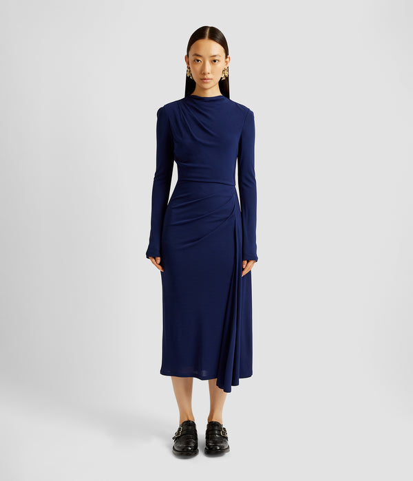 Erdem Long Sleeve Draped Midi Dress