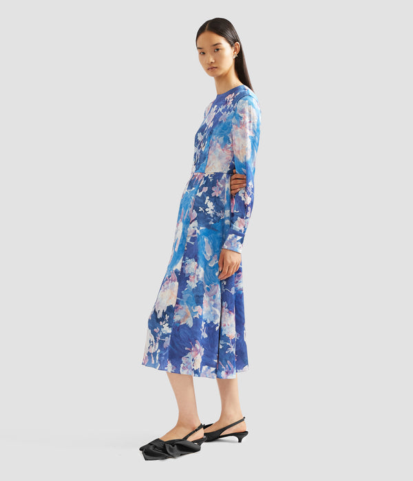 Erdem Long Sleeve Midi Cocktail Dress