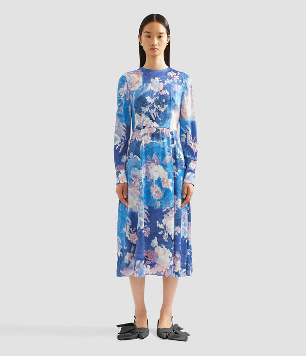 Erdem Long Sleeve Midi Cocktail Dress
