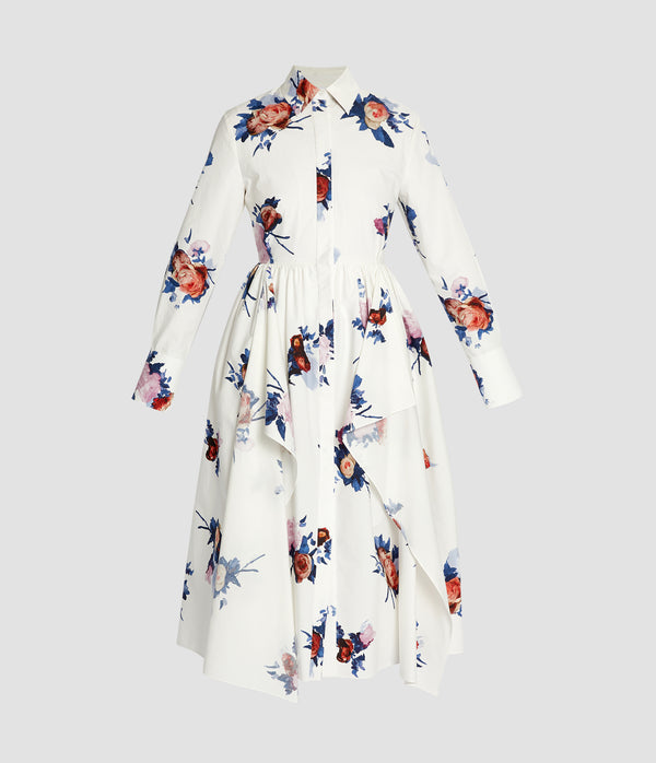 erdem Long Sleeve Midi Shirt Dress