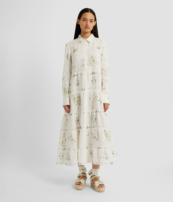 Erdem Long Sleeve Midi Shirt Dress