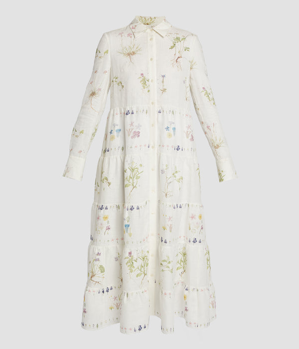 erdem Long Sleeve Midi Shirt Dress