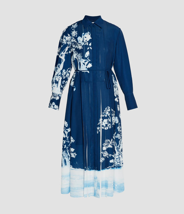 erdem Long Sleeve Midi Shirt Dress