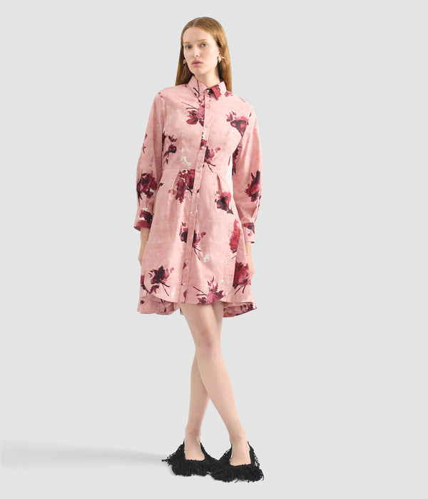 Erdem Long Sleeve Mini Shirt Dress